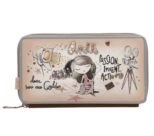 Portofel casual, dama, ANEKKE 38709-916, gri, piele ecologica